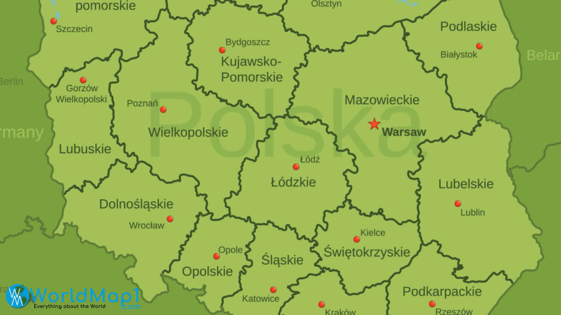 Carte de la Bielorussie avec la Pologne